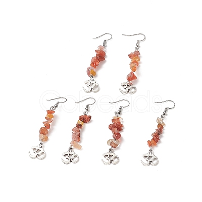 Natural Gemstone Chips Dangle Earrings EJEW-G336-01AS-1