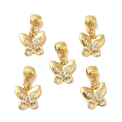 Rack Plating Brass Micro Pave Clear Cubic Zirconia Pendants ZIRC-H125-03G-1