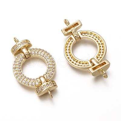 Brass Micro Pave Clear Cubic Zirconia Links Connectors ZIRC-C020-19G-1