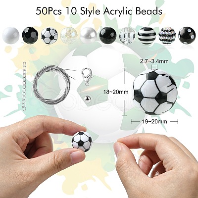 50Pcs 10 Style Acrylic Beads MACR-CJC0001-14-1