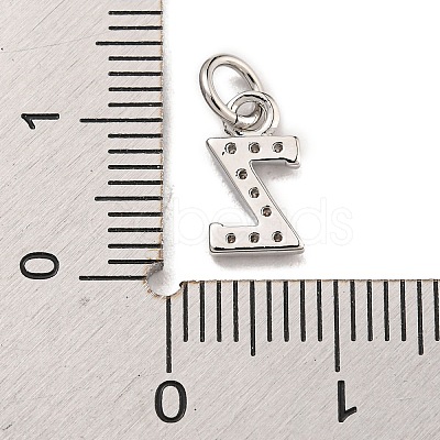 Initial Letter Brass with Cubic Zirconia Charms KK-Q814-26Z-P-1