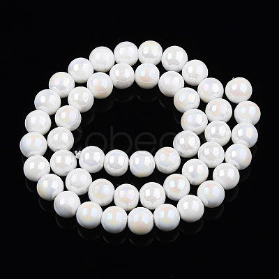 Electroplate Opaque Glass Beads Strands GLAA-T032-P10mm-AB02-1