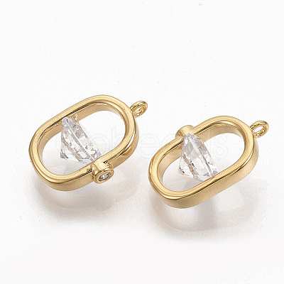 Brass Clear Cubic Zirconia Charms X-ZIRC-Q021-033G-NF-1