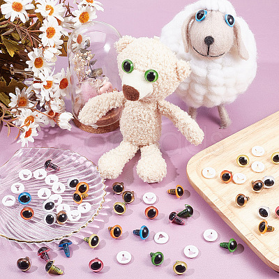 GOMAKERER 64Pcs 8 Colors Craft Resin Doll Eyes DOLL-GO0001-03-1