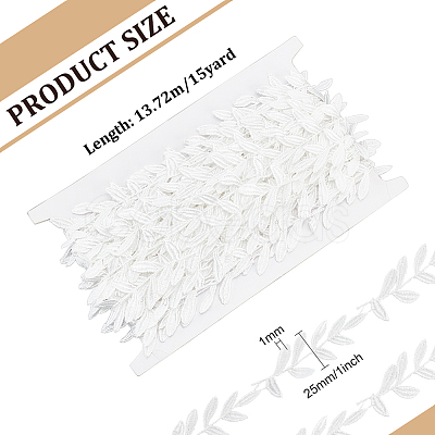 15 Yards Polyester Leaf Lace Trim DIY-WH0430-108-1