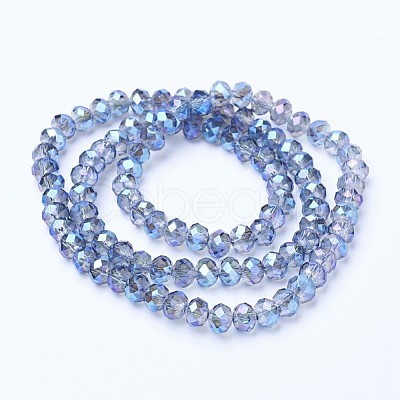 Electroplate Transparent Glass Beads Strands EGLA-A034-T6mm-Y02-1