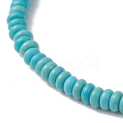 Synthetic Turquoise Rondelle & Natural Pearl Beaded Stretch Bracelets BJEW-JB09918-08-1