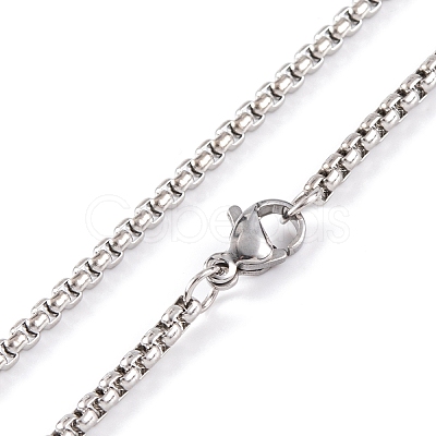 304 Stainless Steel Box Chain Necklaces NJEW-P304-01A-1