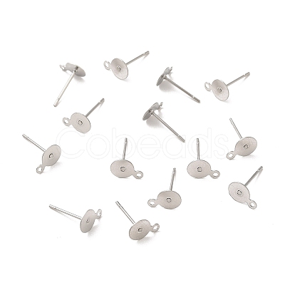 Non-Tarnish 304 Stainless Steel Flat Round Blank Peg & Post Ear Studs Findings X-STAS-E025-1-1