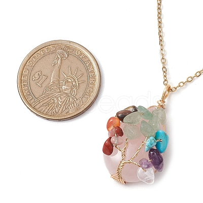 Chakra Yoga Gemstone Pendant Necklaces NJEW-JN05083-02-1