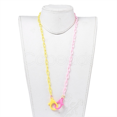 Personalized Two Tone ABS Plastic Cable Chain Necklaces NJEW-JN02825-03-1