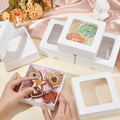 Square Paper Storage Gift Boxes with Clear Visible Window CON-WH0095-64A-1