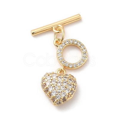 Brass Micro Pave Clear Cubic Zirconia Toggle Clasps KK-F860-59G-1