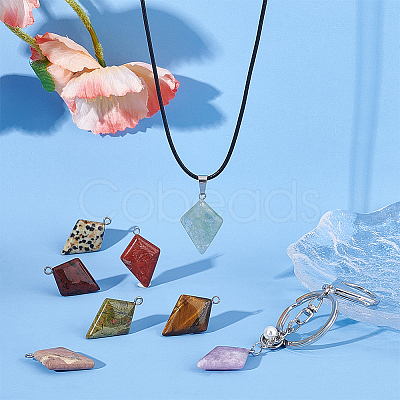 Unicraftale 12Pcs 12 Styles Natural Gemstone Pendants G-UN0001-21-1