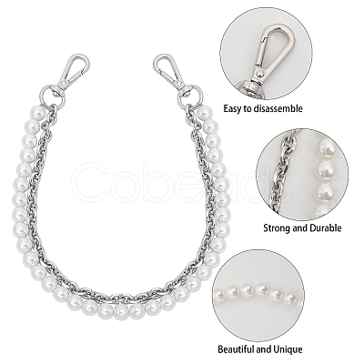 CHGCRAFT 2Pcs 2 Colors Plastic Imitation Pearl Beaded Double Strand Bag Handles DIY-CA0005-93-1