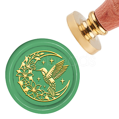 Brass Wax Seal Stamp with Handle AJEW-WH0184-0102-1