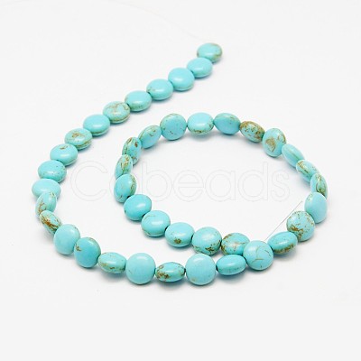 Flat Round Synthetic Turquoise Beads Strands TURQ-I022-10x5mm-05-1