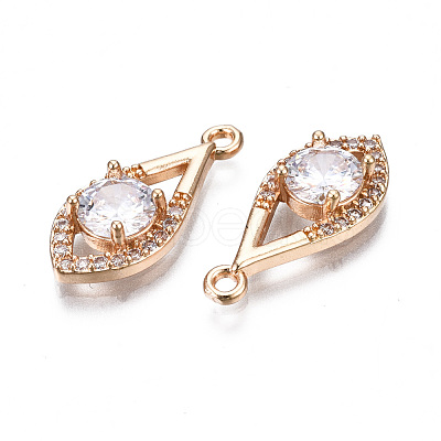 Brass Micro Pave Clear Cubic Zirconia Pendants KK-S359-097-RS-1