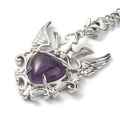 Gemstone Heart with Wing Pendant Keychain G-Z033-04P-1