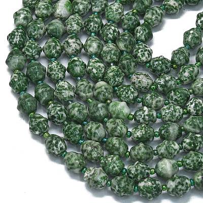 Natural Green Spot Jasper Beads Strands G-K389-D09-01-1