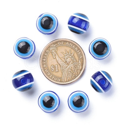 Round Evil Eye Resin Beads X-RESI-R159-12mm-08-1