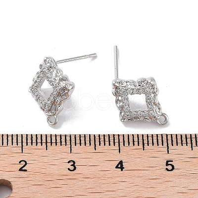 Brass Micro Pave Cubic Zirconia Stud Earring Findings KK-E107-16P-1