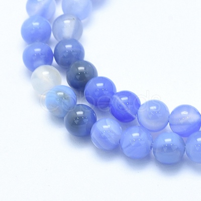 Natural Blue Chalcedony Beads Strands G-G765-30-10mm-1