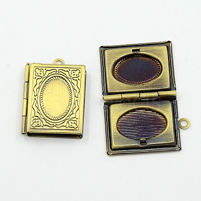 Romantic Valentines Day Ideas for Him with Your Photo Brass Locket Pendants ECF136-2AB-1