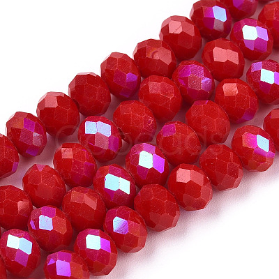 Electroplate Opaque Solid Color Glass Beads Strands EGLA-A034-P8mm-L21-1