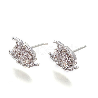 Eco-Friendly Brass Cubic Zirconia Stud Earrings Finding ZIRC-O028-01-1