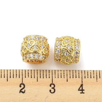 Brass Micro Pave Cubic Zirconia European Beads KK-H452-12G-1