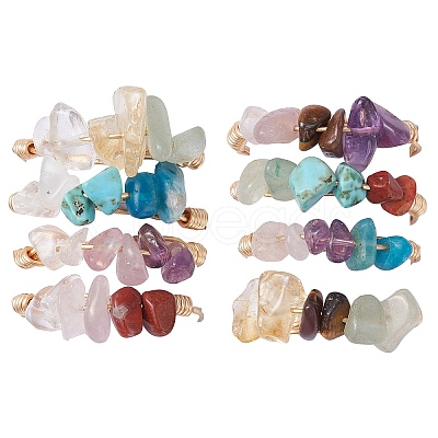 Natural Gemstone Chips Finger Rings RJEW-JR00800-1