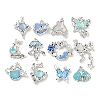 Alloy Rhinestone & Enamel Pendants PALLOY-F312-01P-1