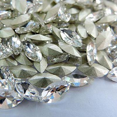 Glass Pointed Back Rhinestone Cabochons RGLA-A011-9x18mm-M-1