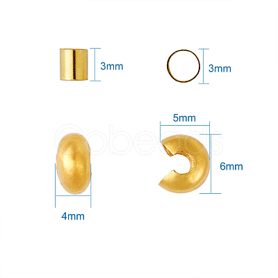 Brass Crimp Beads Covers and Crimp Beads KK-TA0007-03-1