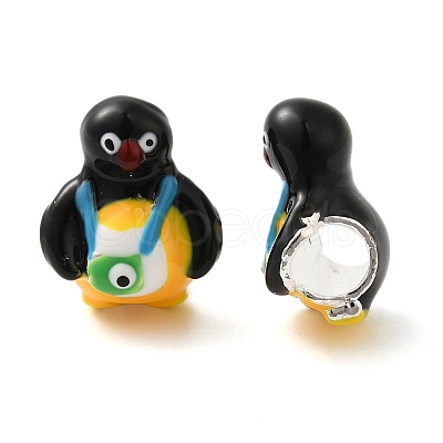 Cartoon Penguin Alloy Enamel European Beads FIND-U008-03G-A-1