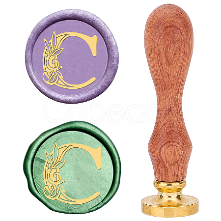 Brass Wax Seal Stamps with Rosewood Handle AJEW-WH0412-0117-1