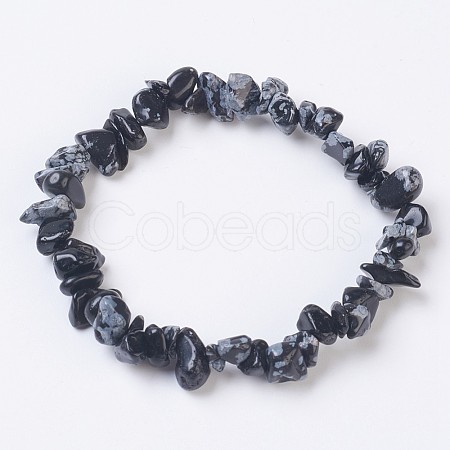 Natural Snowflake Obsidian Stretch Bracelets X-BJEW-JB03681-10-1