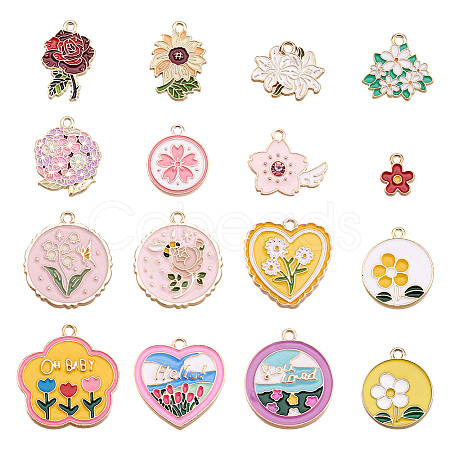 32Pcs 16 Style Alloy Enamel Pendants ENAM-TA0001-39-1