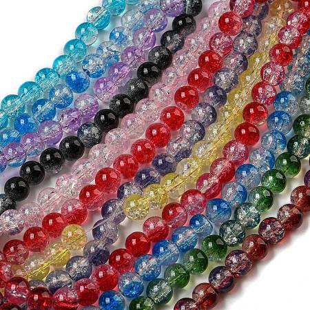 Transparent Crackle Baking Painted Glass Beads Strands DGLA-T003-01A-M-1