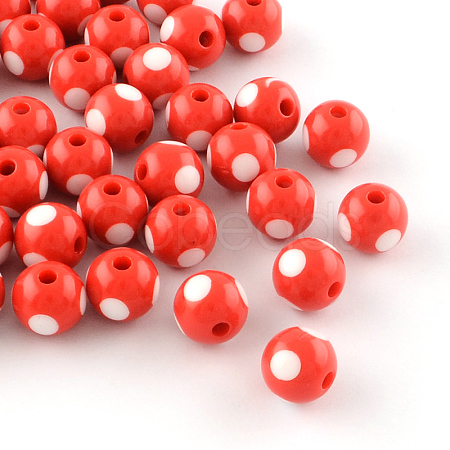 Dot Pattern Opaque Acrylic Beads SACR-R883-12mm-04-1
