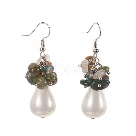 Natural Indian Agate Dangle Earrings EJEW-JE02823-02-1