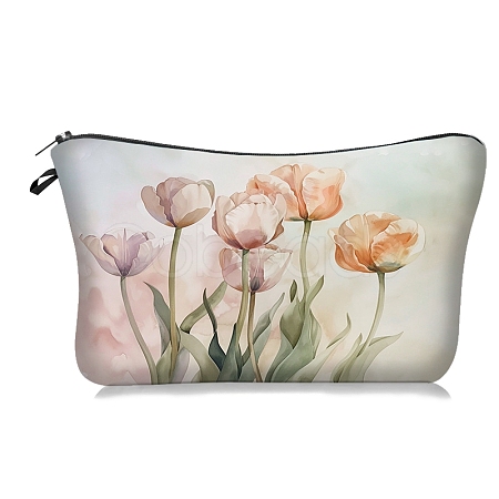 Flower Print Polyester Cosmetic Zipper Pouches PW-WG0E0AE-04-1