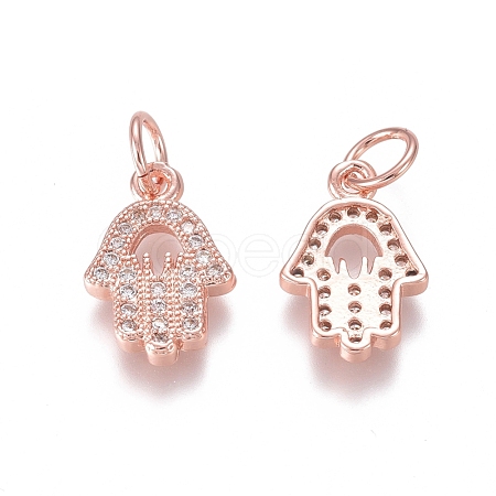 Brass Micro Pave Clear Cubic Zirconia Charms ZIRC-I036-08RG-1