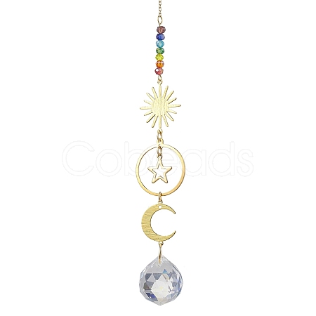 Brass Sun Moon Star Hanging Ornaments HJEW-JM01950-02-1