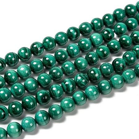 Natural Malachite Beads Strands G-O166-07A-6mm-1