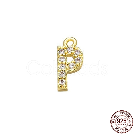 Real 18K Gold Plated 925 Sterling Silver Micro Pave Clear Cubic Zirconia Charms STER-P054-10G-P-1