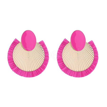 Bohemia Alloy Raffia Stud Earring for Women PW-WGEE6FD-01-1