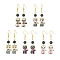 5 Pair 5 Style Rack Plating Alloy Cat Shape Dangle Earrings, with Acrylic Beaded, Mixed Color, 56x14.5mm, 1 Pair/style