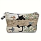 Cat Linen Waterproof Bag, Multipurpose Travel Toiletry Pouch with Metal Zipper, Beige, 25x17x6cm